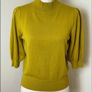 Leith short puffy sleeved knit sweater top - M